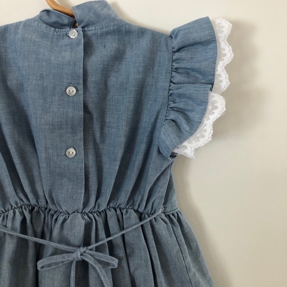 Chambray w/ lace girls dress